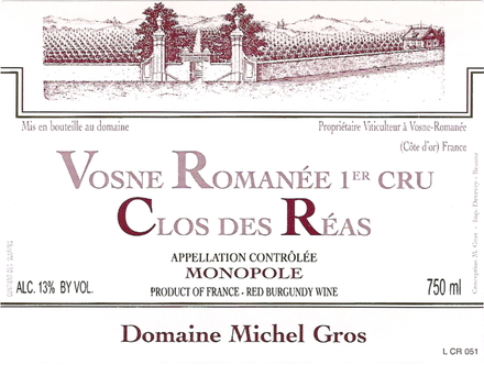  Vosne Romanée 1er Cru Clos des Réas, Domaine Michel Gros